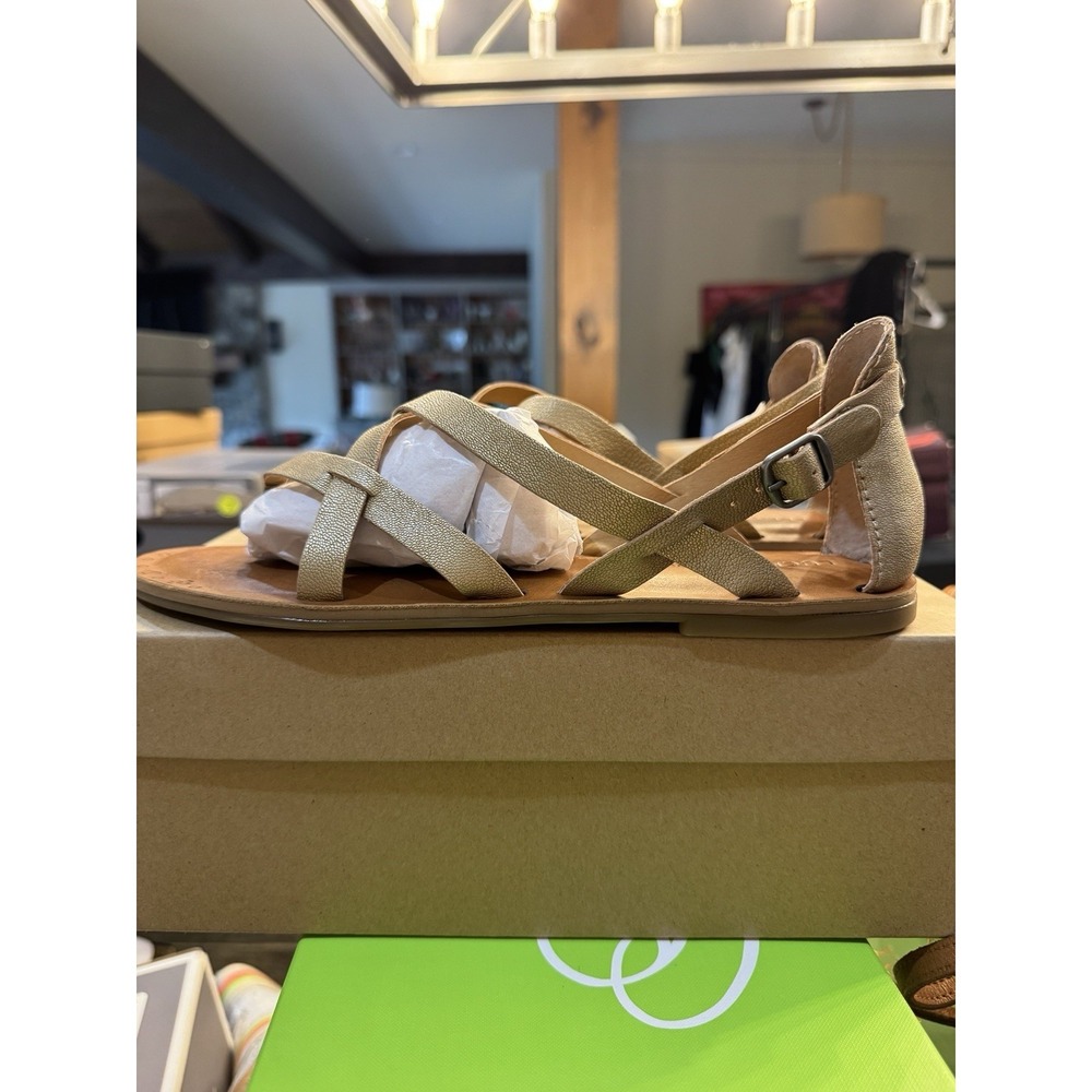 Lucky Brand Ainsley strappy sandals Travertine Size 9 Flat! - Picture 2 of 9